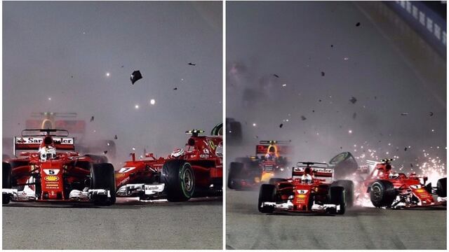 ¡Terrible! Así fue el accidente de Sebastian Vettel que lo obligó a retirarse del GP de Singapur [VIDEO]