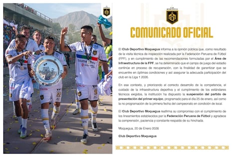 No habrá presentación: CD Moquegua suspende ‘Tarde Aurinegra’ tras inspección de la FPF