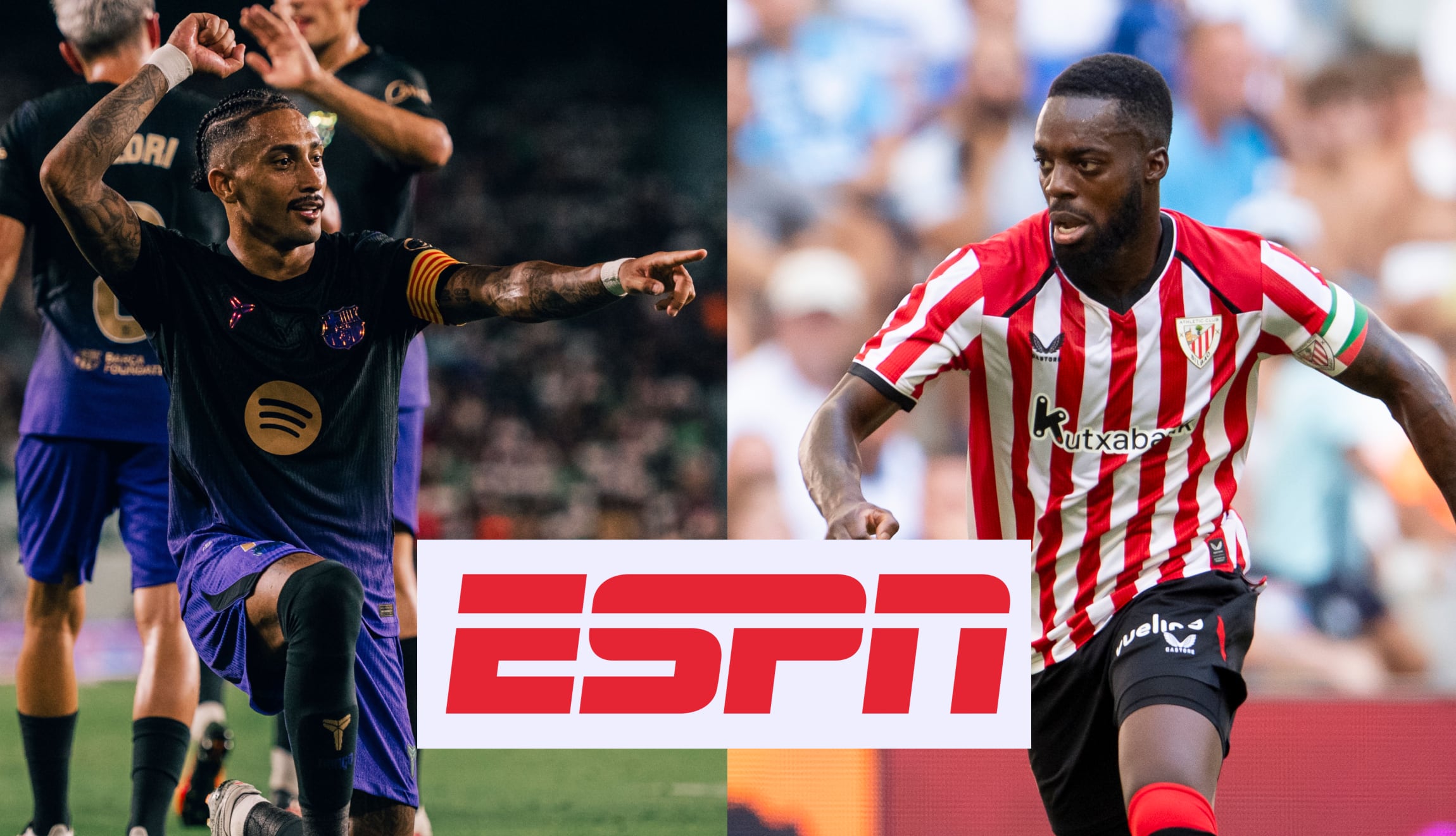 Mira la transmisión de ESPN en vivo por Internet para seguir el partido de FC Barcelona vs. Athletic Club de Bilbao, este jueves 27 de agosto, por la Jornada 1 de LaLiga. (Foto: Imagen creada por Gestión Mix / @fcbarcelona / @athleticclub)
