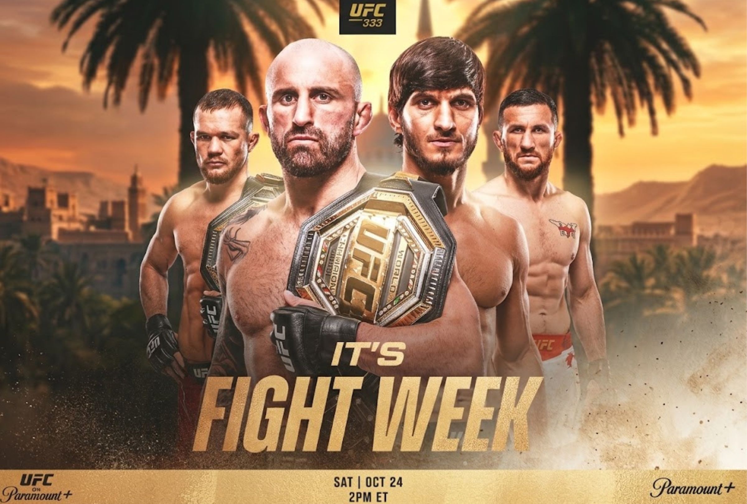 UFC 333: Volkanovski vs. Evloev se celebrará el sábado 24 de octubre de 2026 en el Etihad Arena de Abu Dabi, Emiratos Árabes Unidos y Paramount Plus transmitirá todas las peleas. (Foto: UFC / Composición Depor)