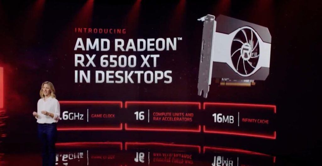 AMD también presenta su gráfica de entrada: Radeon RX 6500 XT. (Foto: AMD)