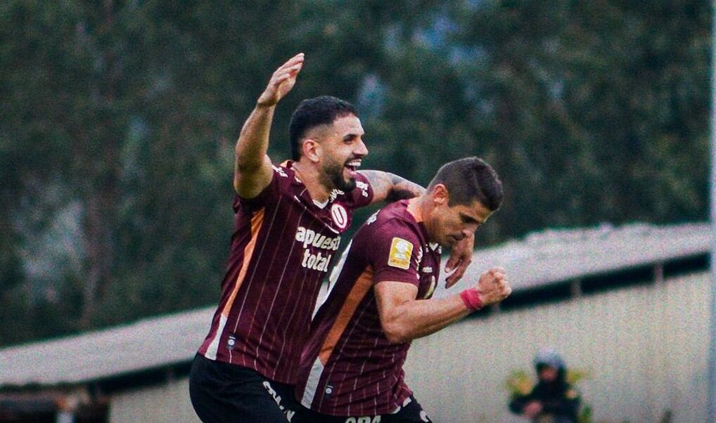 Aldo Corzo y Matias Di Benedetto celebran tanto de Universitario. (Liga1)