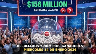 Resultados del Powerball, 14/01/2026 — números ganadores del sorteo jackpot de $156 millones