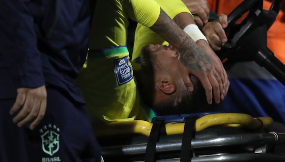 Neymar salió lesionado del partido entre Brasil vs. Uruguay por las Eliminatorias 2026. (Foto: EFE)
