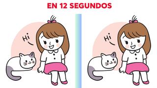 Encuentra las 3 diferencias entre la imagen de la niña y la gatita en 12 segundos