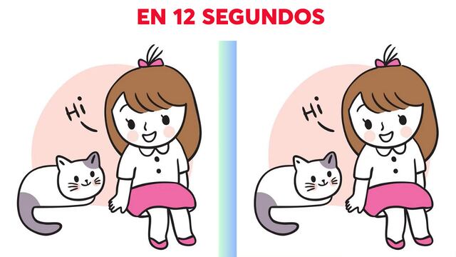 Encuentra las 3 diferencias entre la imagen de la niña y la gatita en 12 segundos