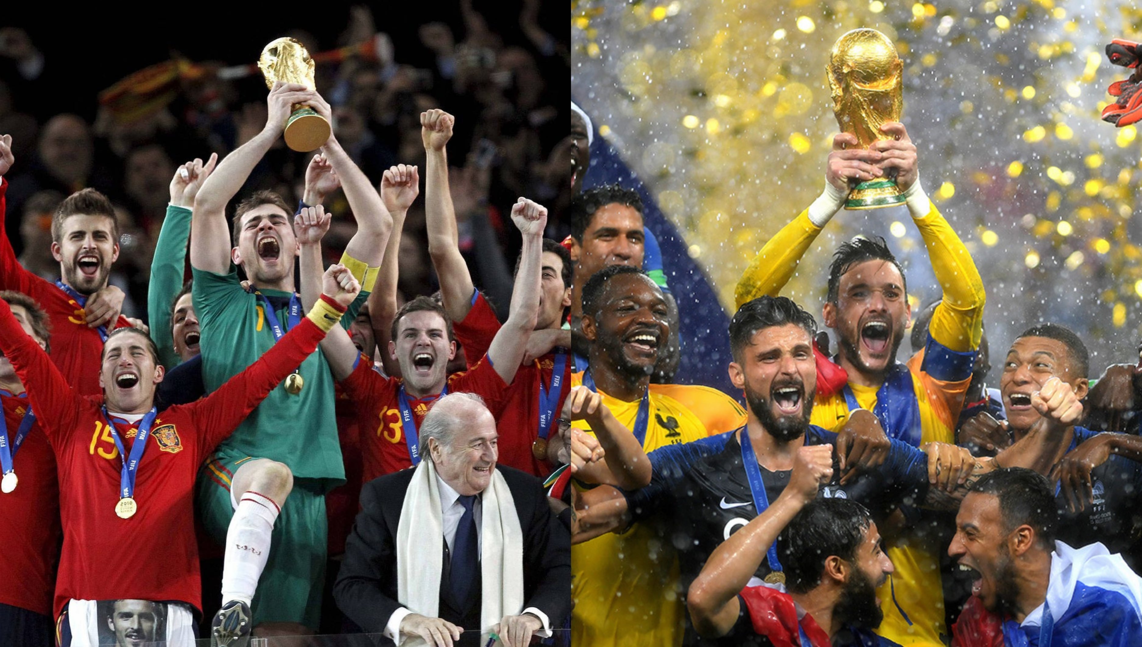 España 2010 y Francia 2018. (Foto: Getty Images)