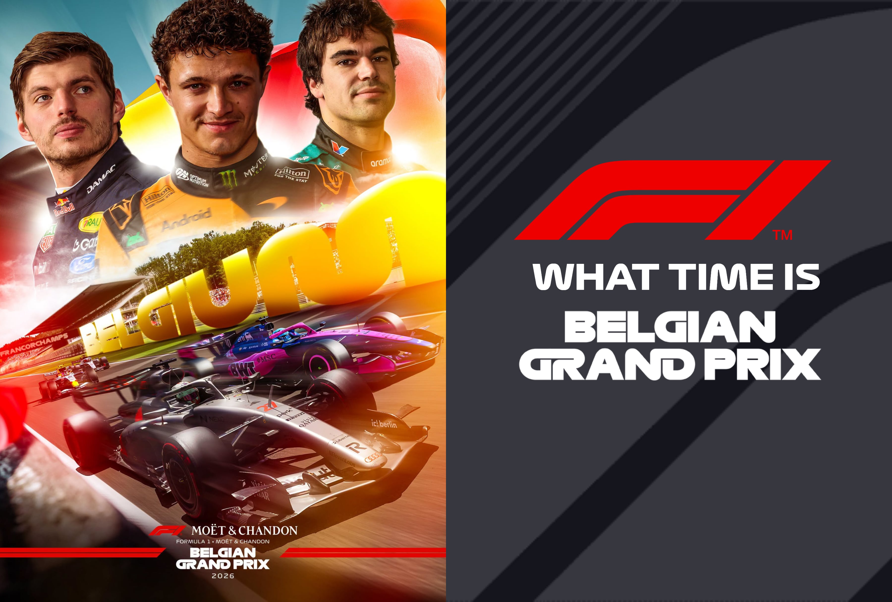 Formula 1 cars speeding through the iconic Eau Rouge curve at Spa-Francorchamps during the 2026 Belgium Grand Prix weekend schedule, featuring sprint and qualifying sessions. | Photo by F1 / Facebook / Depor