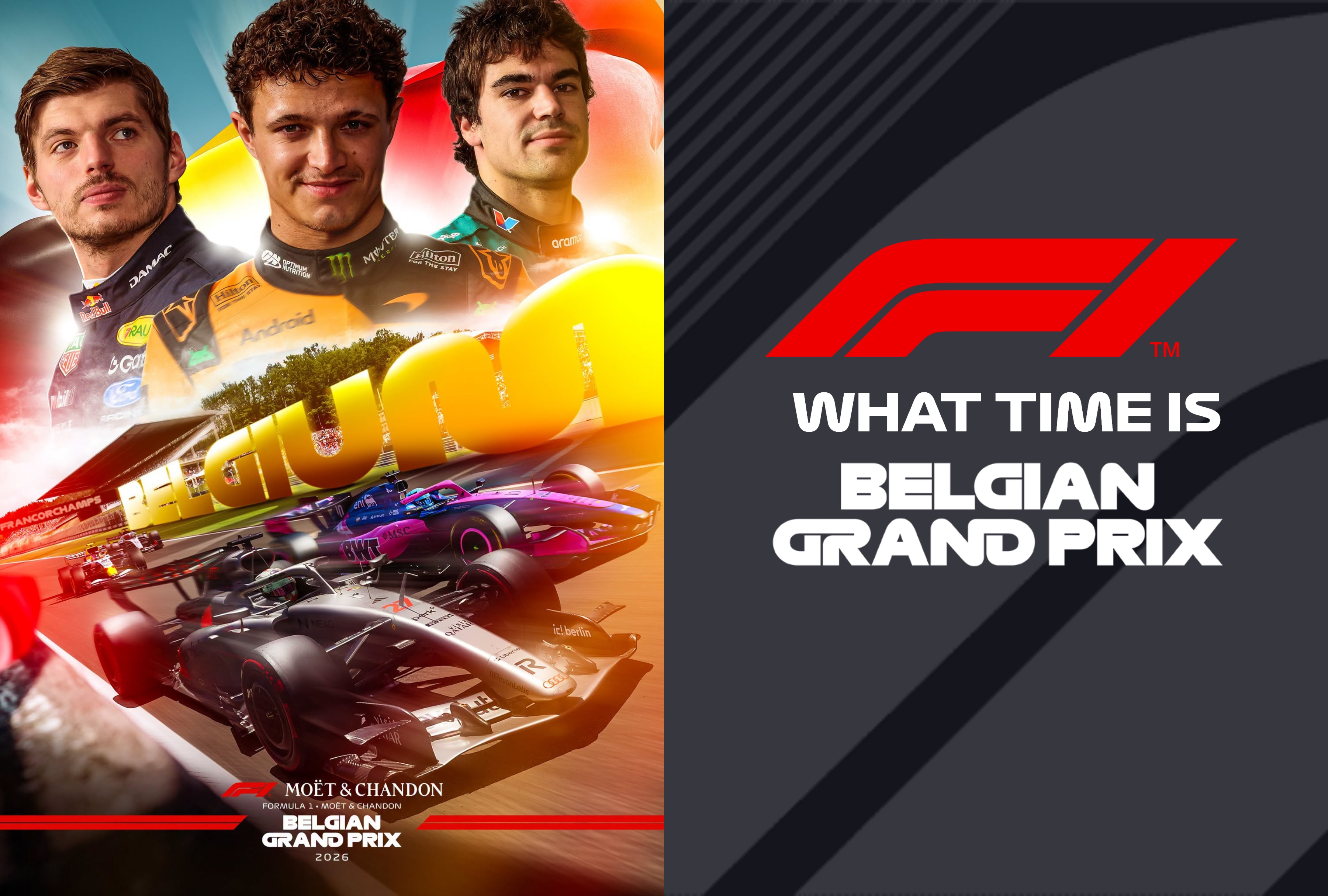 Formula 1 cars speeding through the iconic Eau Rouge curve at Spa-Francorchamps during the 2026 Belgium Grand Prix weekend schedule, featuring sprint and qualifying sessions. | Photo by F1 / Facebook / Depor