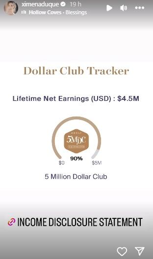 Ximena Duque enseñó el dinero que ha ganado en los últimos años (Foto: Ximena Duque / Instagram)