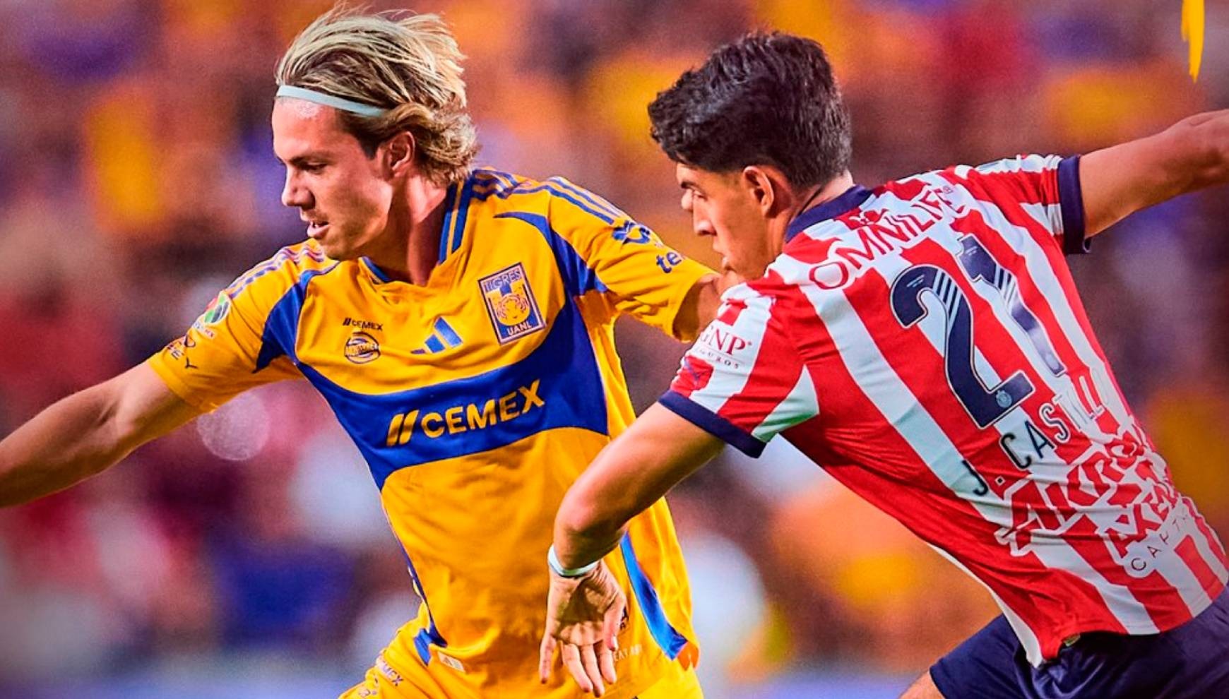 Los Tigres y las Chivas disputaron un gran partido que terminó en empate (1-1) en el Estadio Universitario. (Foto: Twitter @TigresOficial)