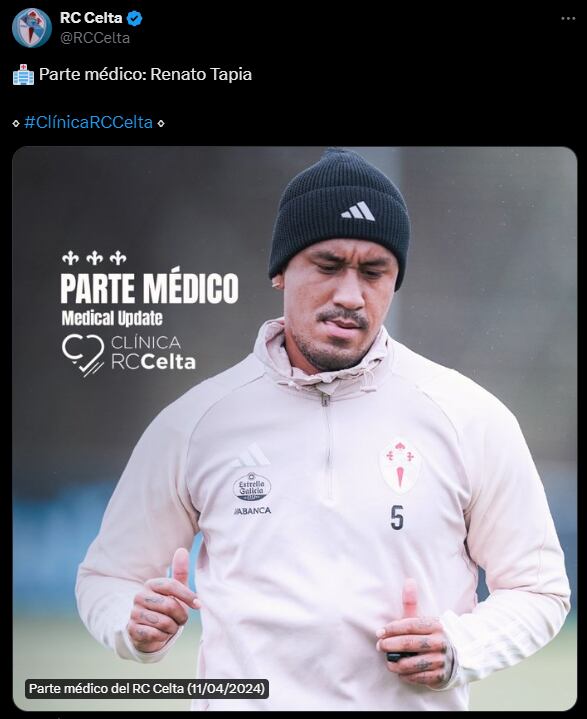 Parte médico de Renato Tapia. (Foto: Twitter)