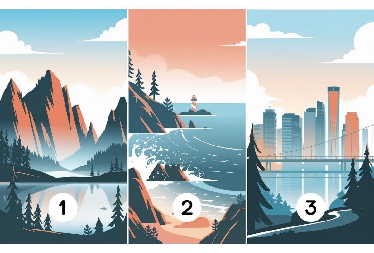 Choose one of the landscapes in this image to discover what your greatest strength is (Design: Depor).