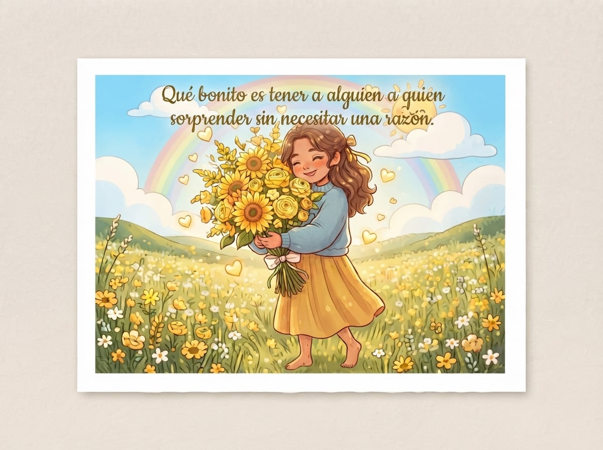 "Qué bonito es tener a alguien a quien sorprender sin necesitar una razón", anónimo. Imagen creada por la IA de Gemini.