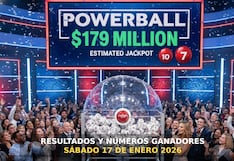 Números ganadores del Powerball del 17 de enero 2026: resultados de la noche por jackpot de $179 millones en EE.UU.
