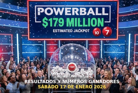 Números ganadores del Powerball del 17 de enero 2026: resultados de la noche por jackpot de $179 millones en EE.UU.