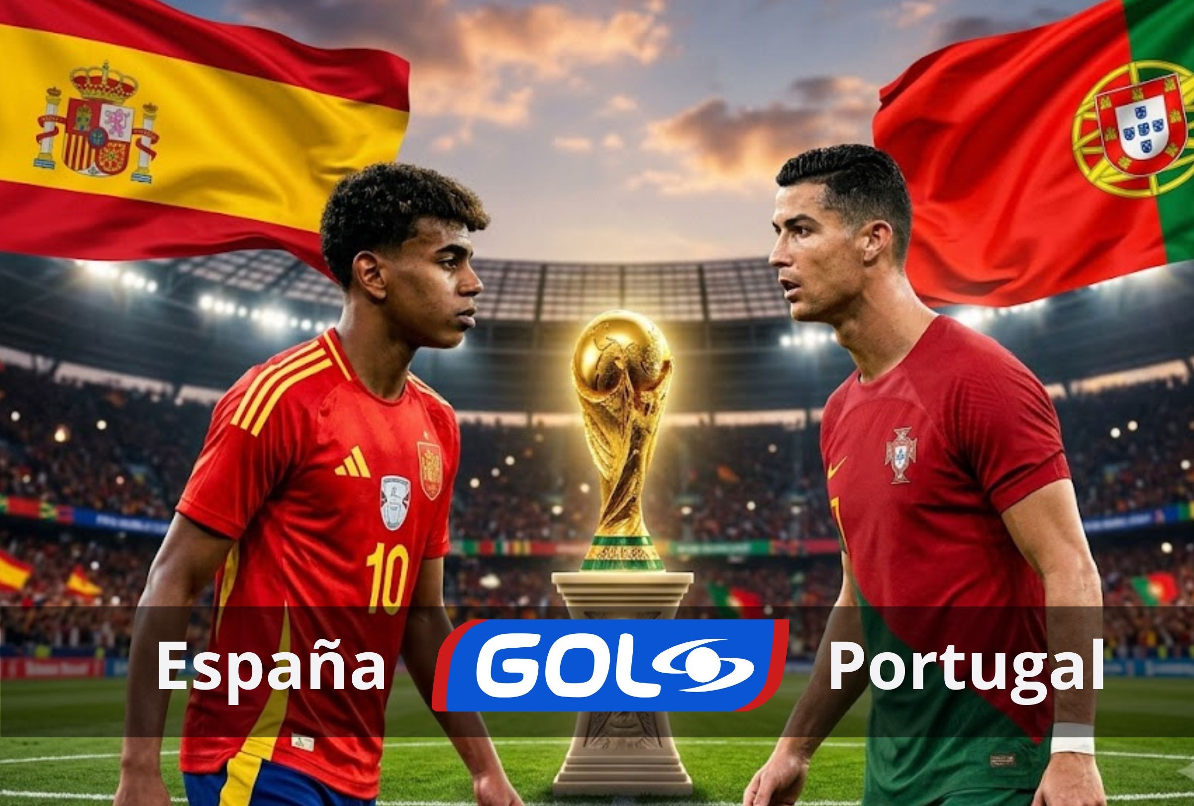 GOL Caracol transmite el partido entre España vs. Portugal por octavos de final de la Copa Mundial 2026 EN VIVO y EN DIRECTO ONLINE hoy lunes 6 de julio por la Copa Mundial 2026. (Foto: Composición Depor)