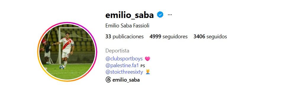 Emilio Saba jugará en Selección de Palestina. (Foto: Instagram)