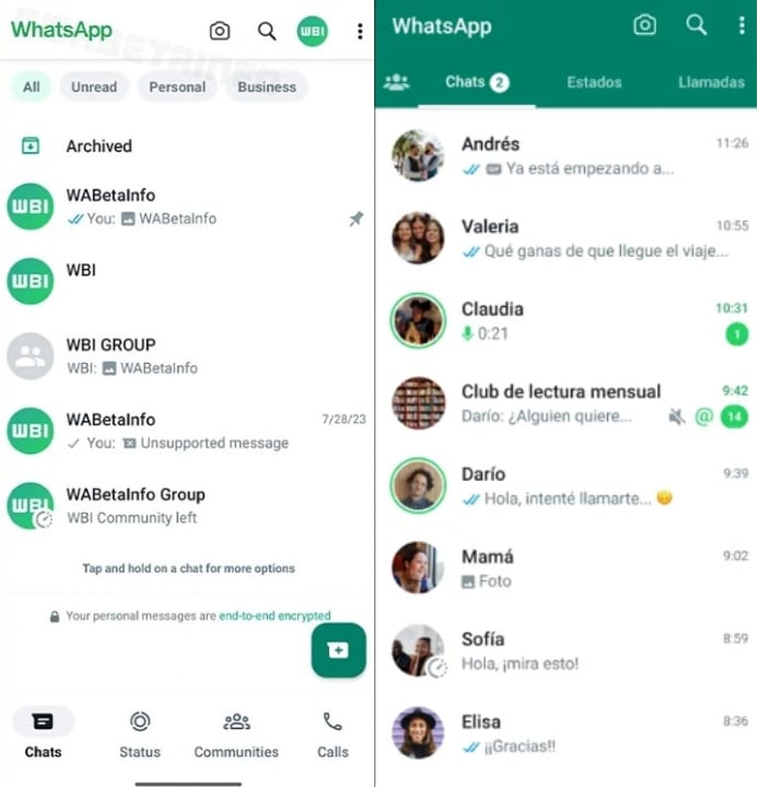 Interfaz de usuario pantalla principal. (Foto: Composición / WabetaInfo)