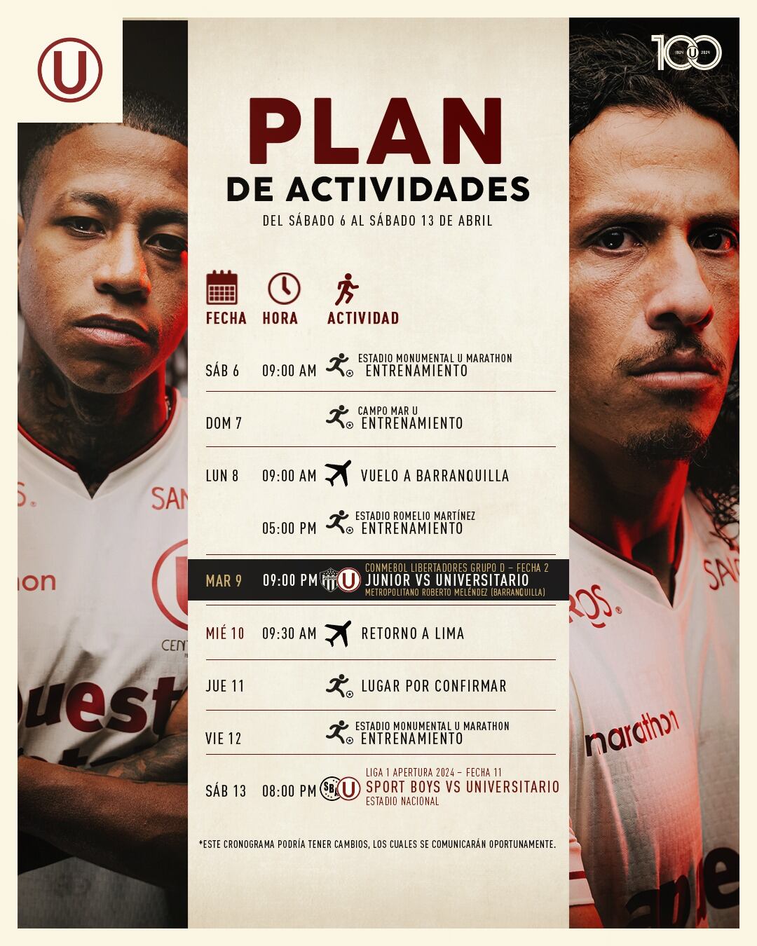Revisa el plan de actividades de Universitario. (Foto: Universitario)