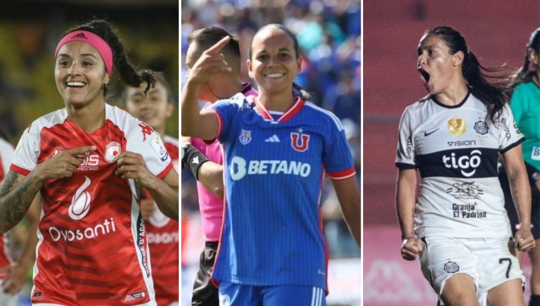 (De izquierda a derecha) Liana Salazar, Bárbara Sánchez, Amada Peralta, las mejores exponentes de Santa Fe, U de Chile y Olimpia, rivales de Universitario en la Copa Libertadores Femenina 2023. (Foto: Collage)