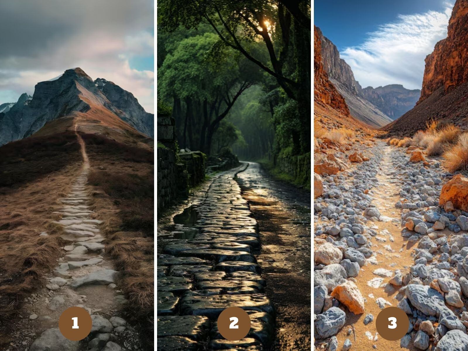 Test visual: Uno de estos caminos te revelará una importante lección. (Foto: Composición Freepik / Depor)