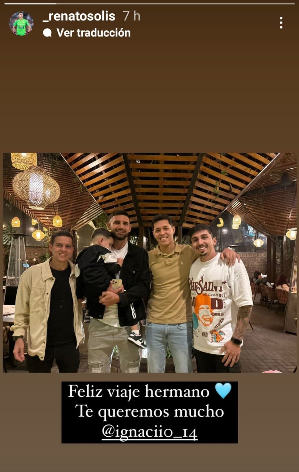 Renato Solís y Gustavo Cazonatti estuvieron juntos en una despedida para Ignácio da Silva. (Foto: Instagram / Renato Solís)