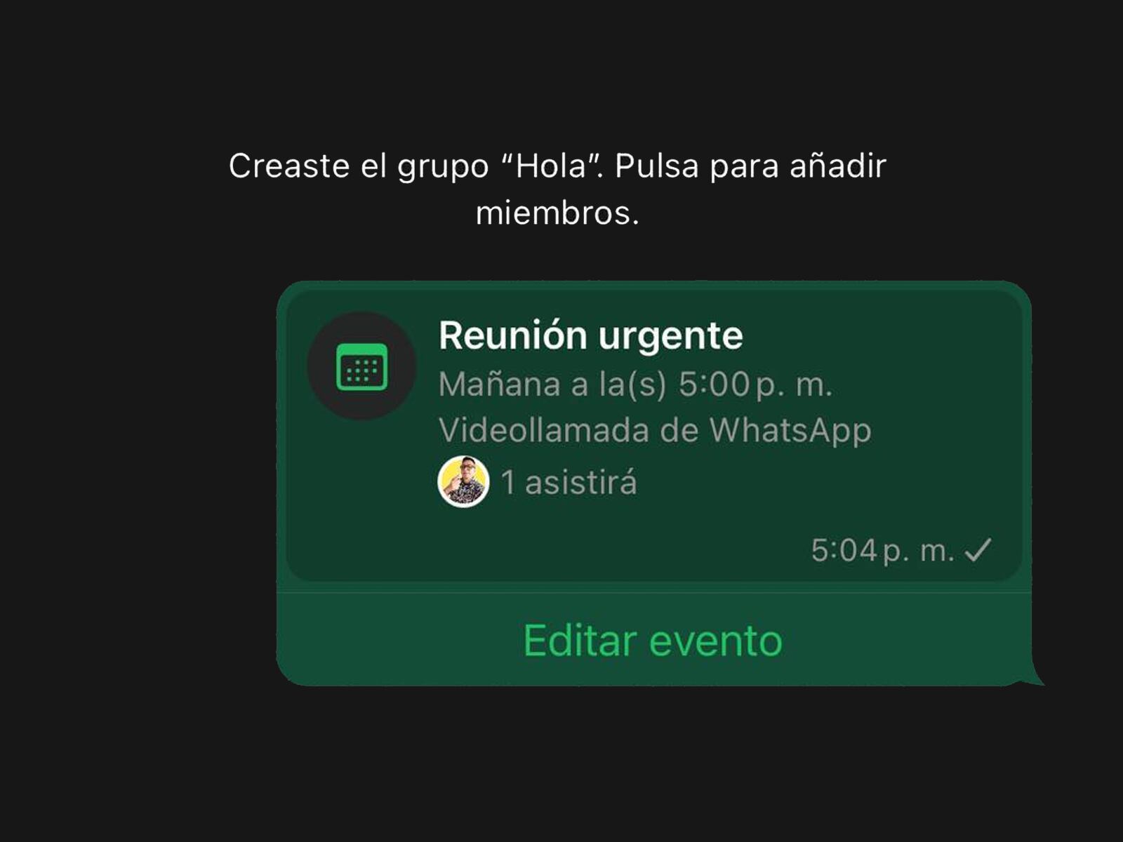 WHATSAPP | Así se verán tus eventos en la app. (Foto: Depor - Rommel Yupanqui)