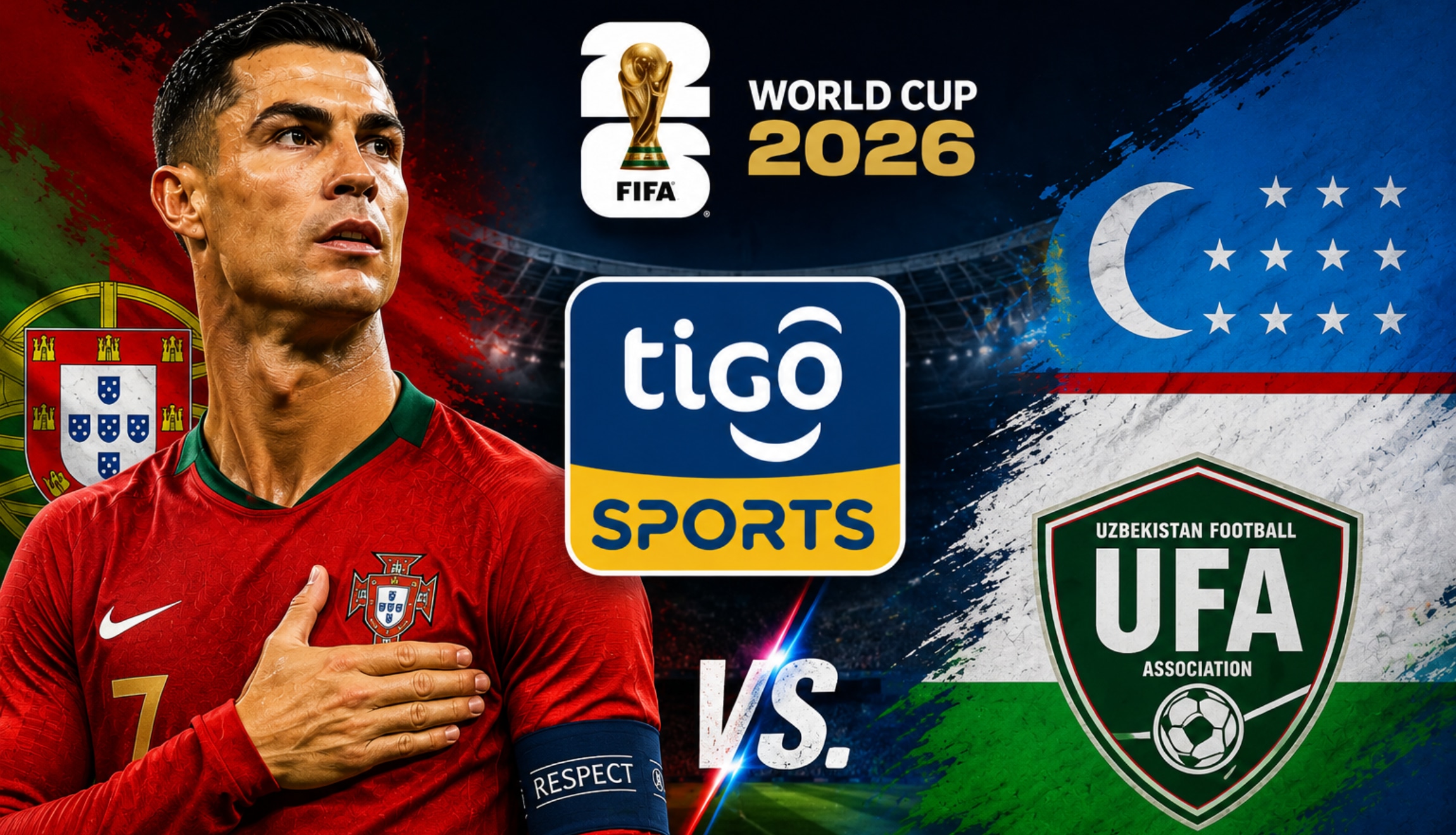 Transmisión de TiGo Sports EN VIVO para seguir el partido de Portugal vs. Uzbekistán por la Jornada 2 del Grupo K del Mundial de Fútbol 2026. (Foto: Imagen creada por Depor utilizando la IA de Chat GPT)