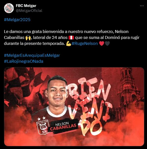 Nelson Cabanillas fue oficializado en Melgar. (Captura)
