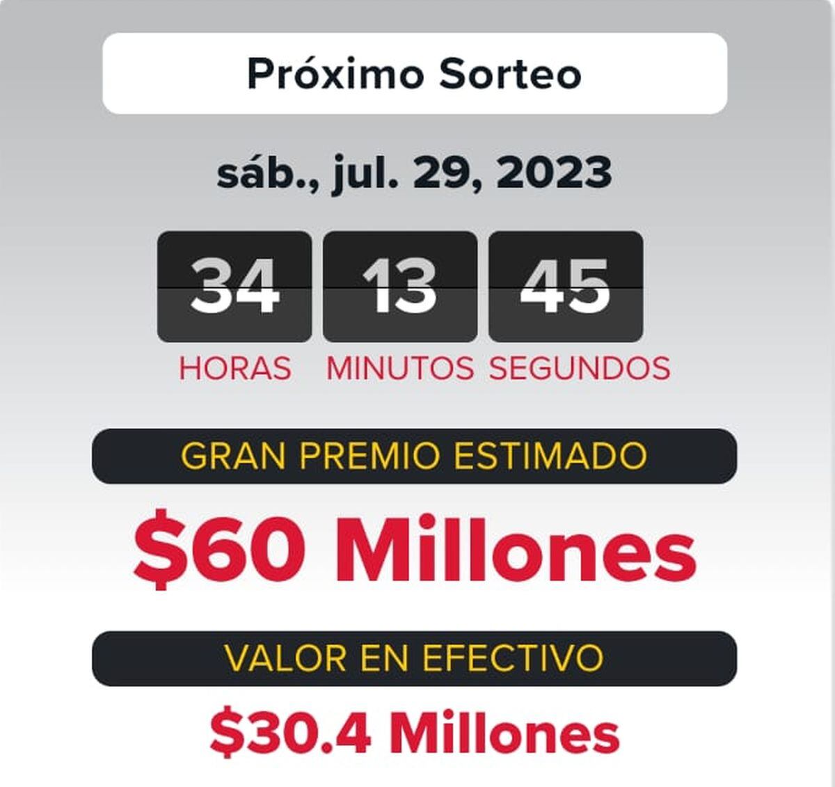 El premio será de 60 millones con un pago en efectivo de 30.4 millones de dólares (Foto: Powerball)