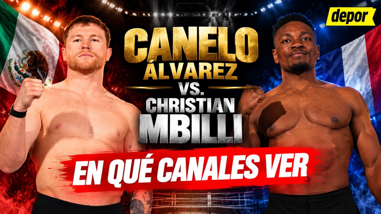 Saúl 'Canelo' Álvarez enfrentará a Christian Mbilli este sábado 31 de octubre de 2026, en la Kingdom Arena de Riad, Arabia Saudita. (Diseño: Depor)