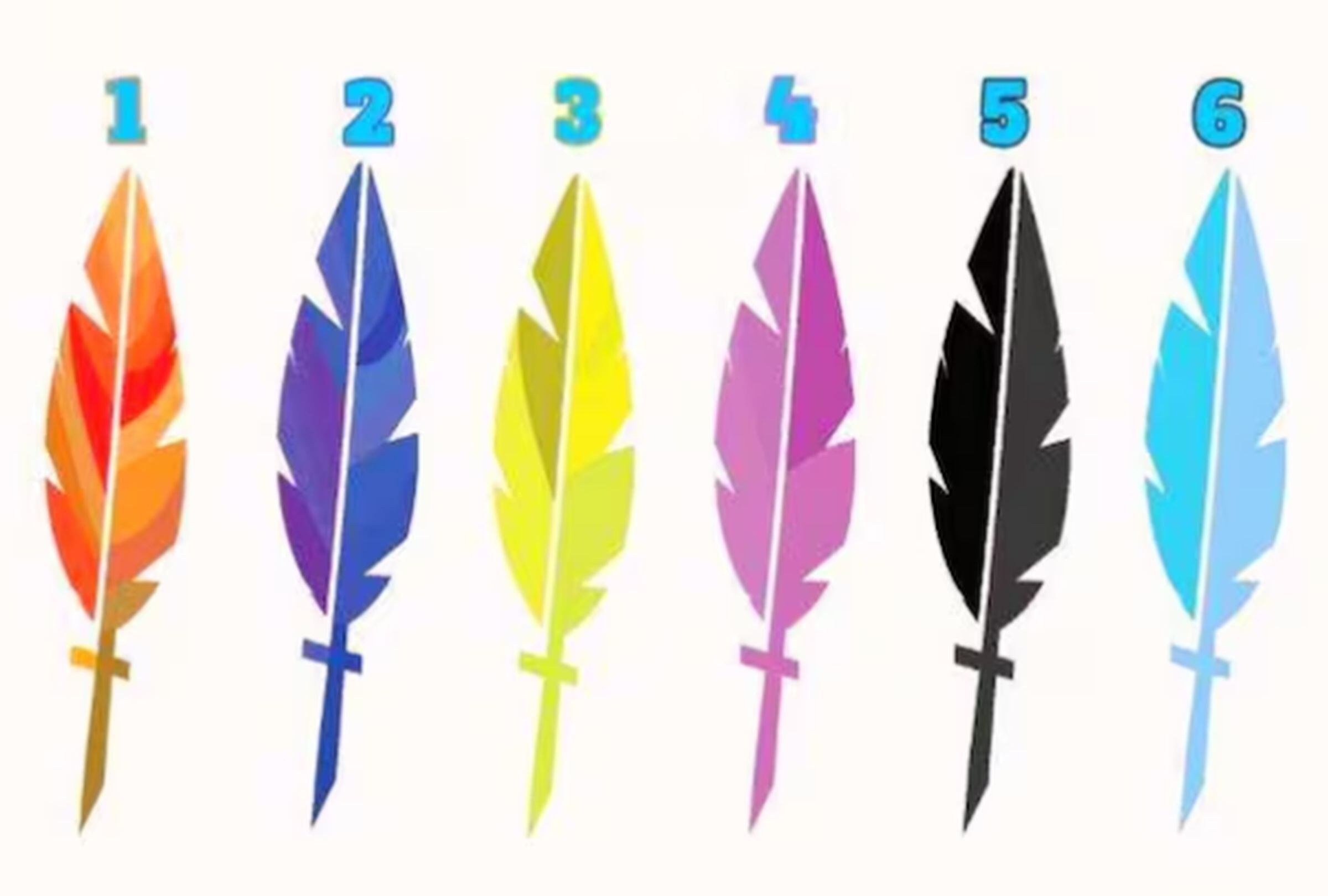 TEST VISUAL | Esta imagen te muestra seis plumas. Tienes que escoger una. (Foto: namastest.net)