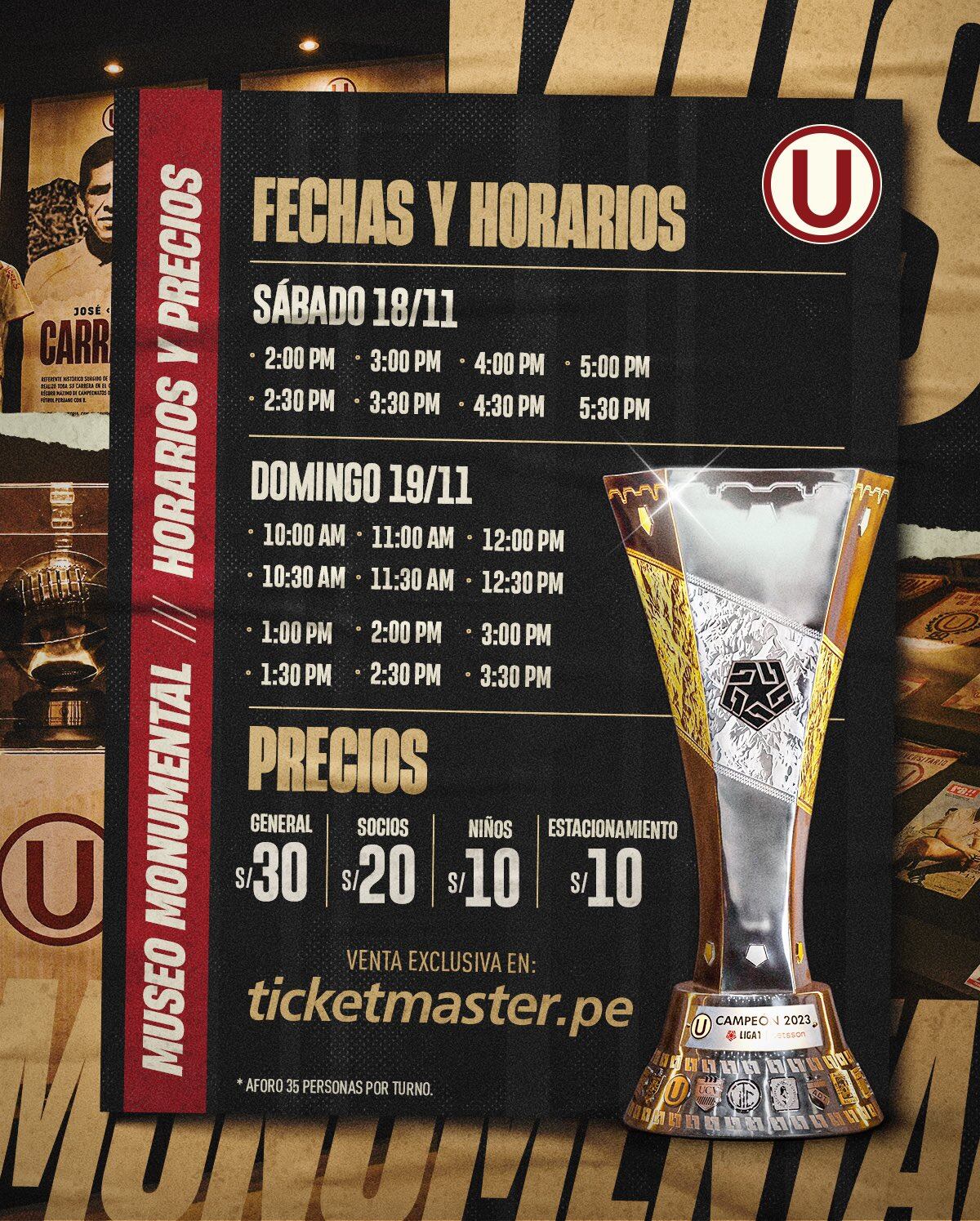 Universitario exhibirá el trofeo de la Liga 1 2023 en el Museo Monumental.