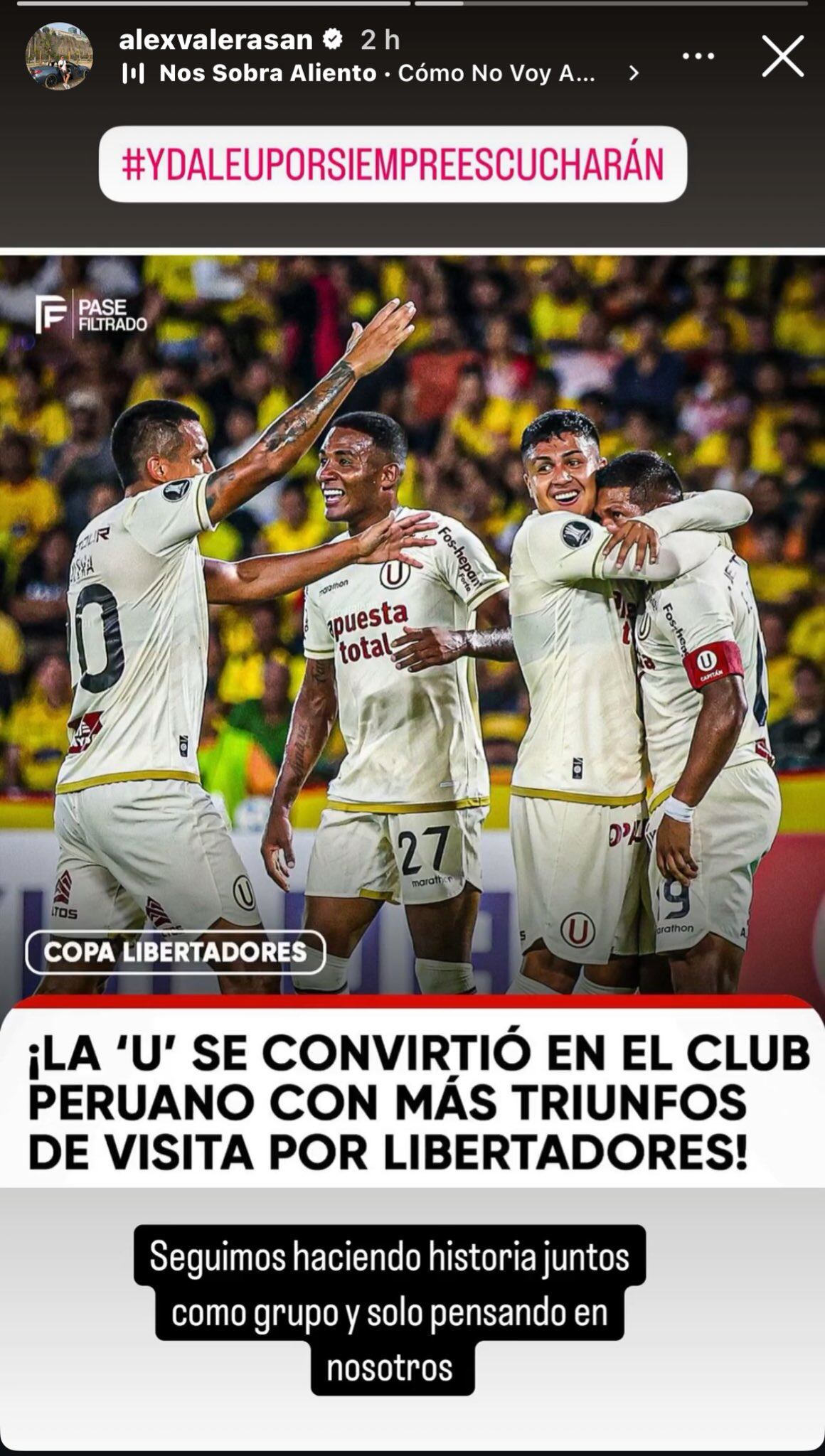 Historia de Alex Valera en sus redes sociales. (Captura: Instagram)