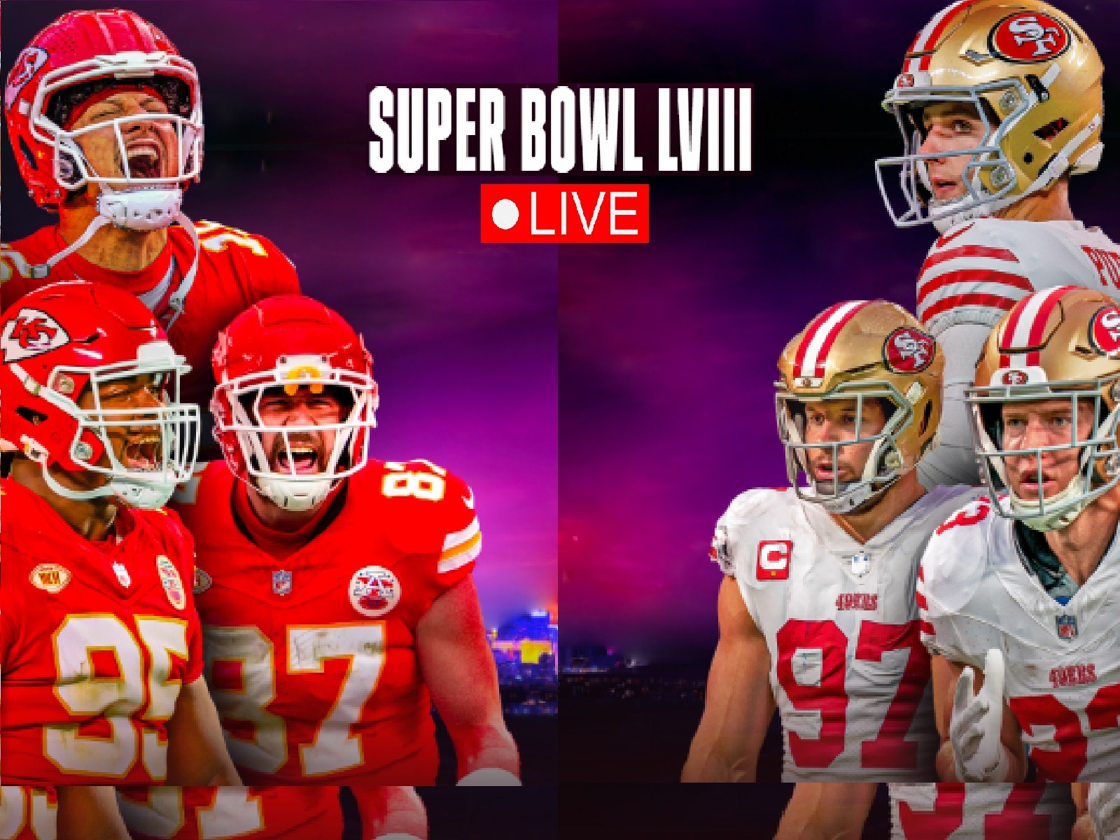 Kansas City Chiefs vs. San Francisco 49ers will play in the championship game this Sunday, February 11, 2024 at 6:30 p.m. ET. (Photo: DAZN / Composition: Eduardo Torres)
