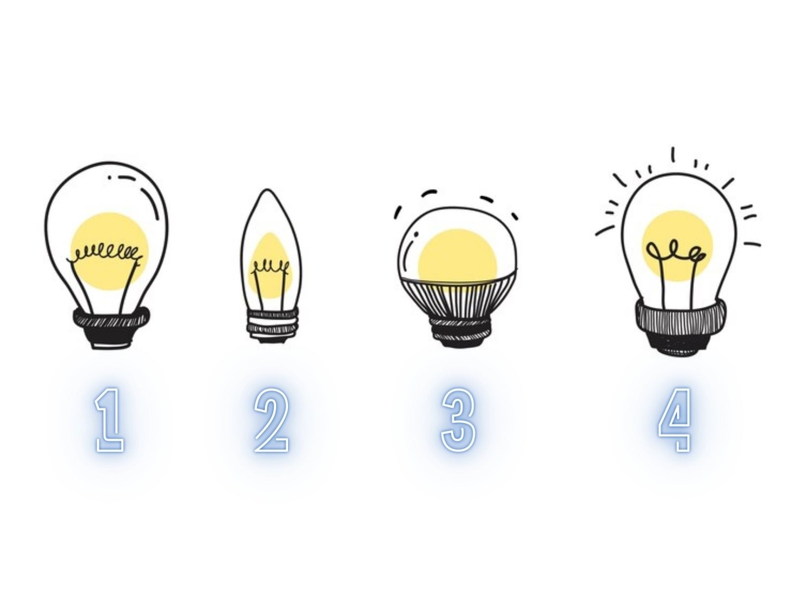 TEST VISUAL | Son un total de cuatro bombillas. Debes elegir uno. (Foto: Composición Freepik / Depor)