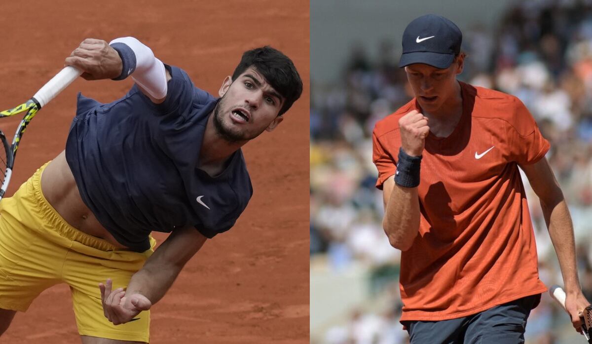 Carlos Alcaraz vs. Jannik Sinner por el Abierto de Francia. (Foto: Composición)