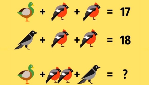 RETO MATEMÁTICO | Calcula el valor de cada ave y luego resuelve la última ecuación. Tienes solo 10 segundos. | Foto: genial.guru