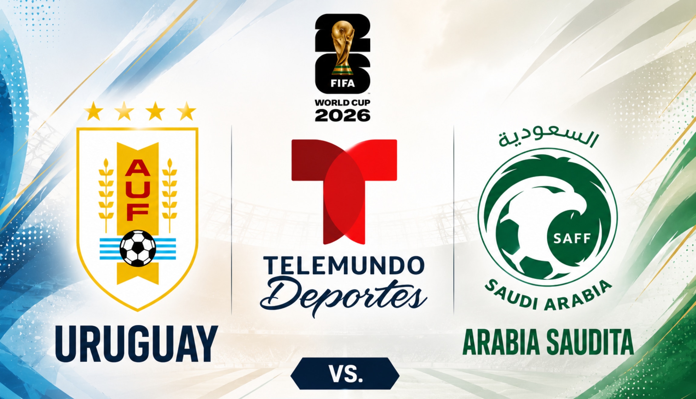 Señal de Telemundo Deportes y Peacock para seguir la transmisión de Uruguay vs. Arabia Saudita en directo, este lunes 15 de junio, por la Jornada 1 del Mundial de Fútbol 2026. (Foto: Imagen creada por Depor utilizando la IA de Chat GPT)