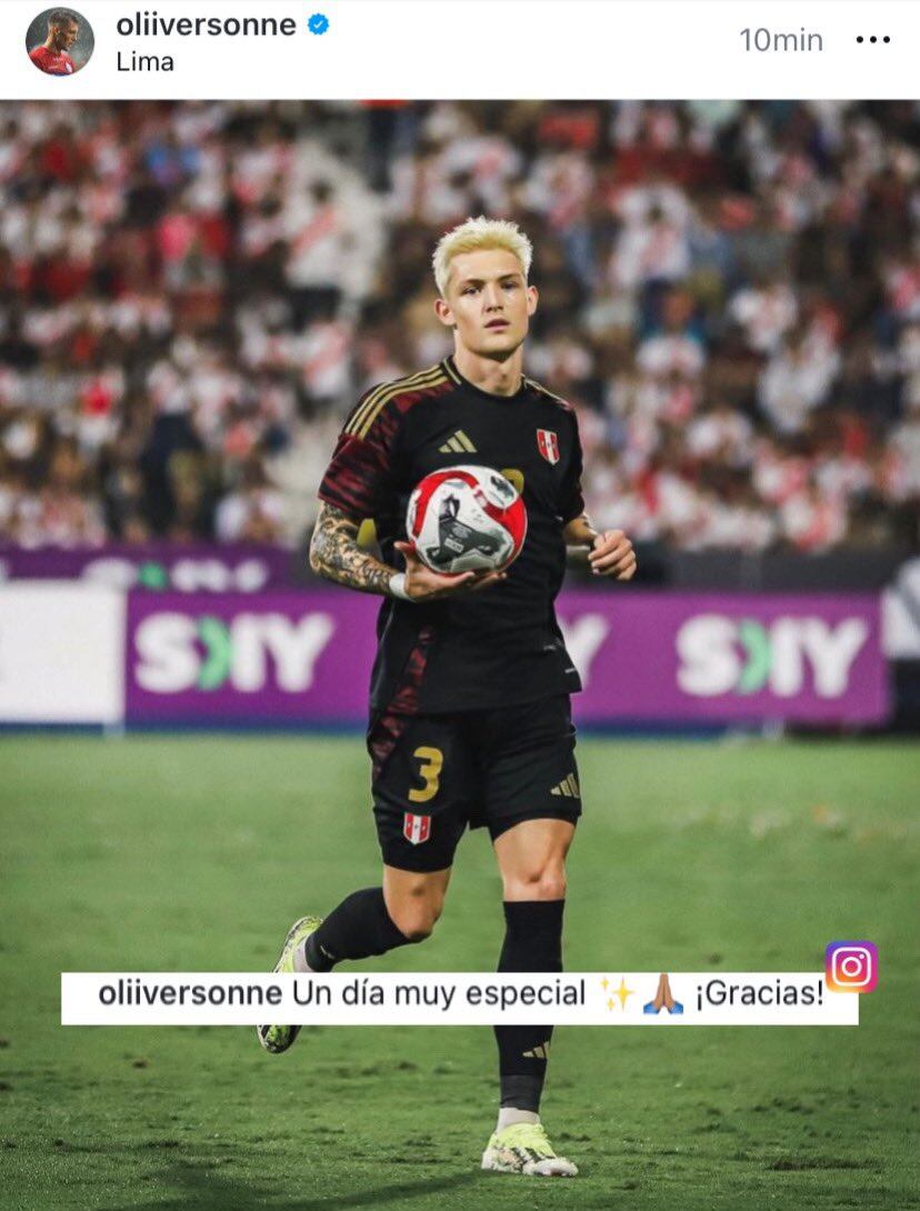 Oliver Sonne y su mensaje tras estrenarse con Perú. (Foto: Captura de Instagram)