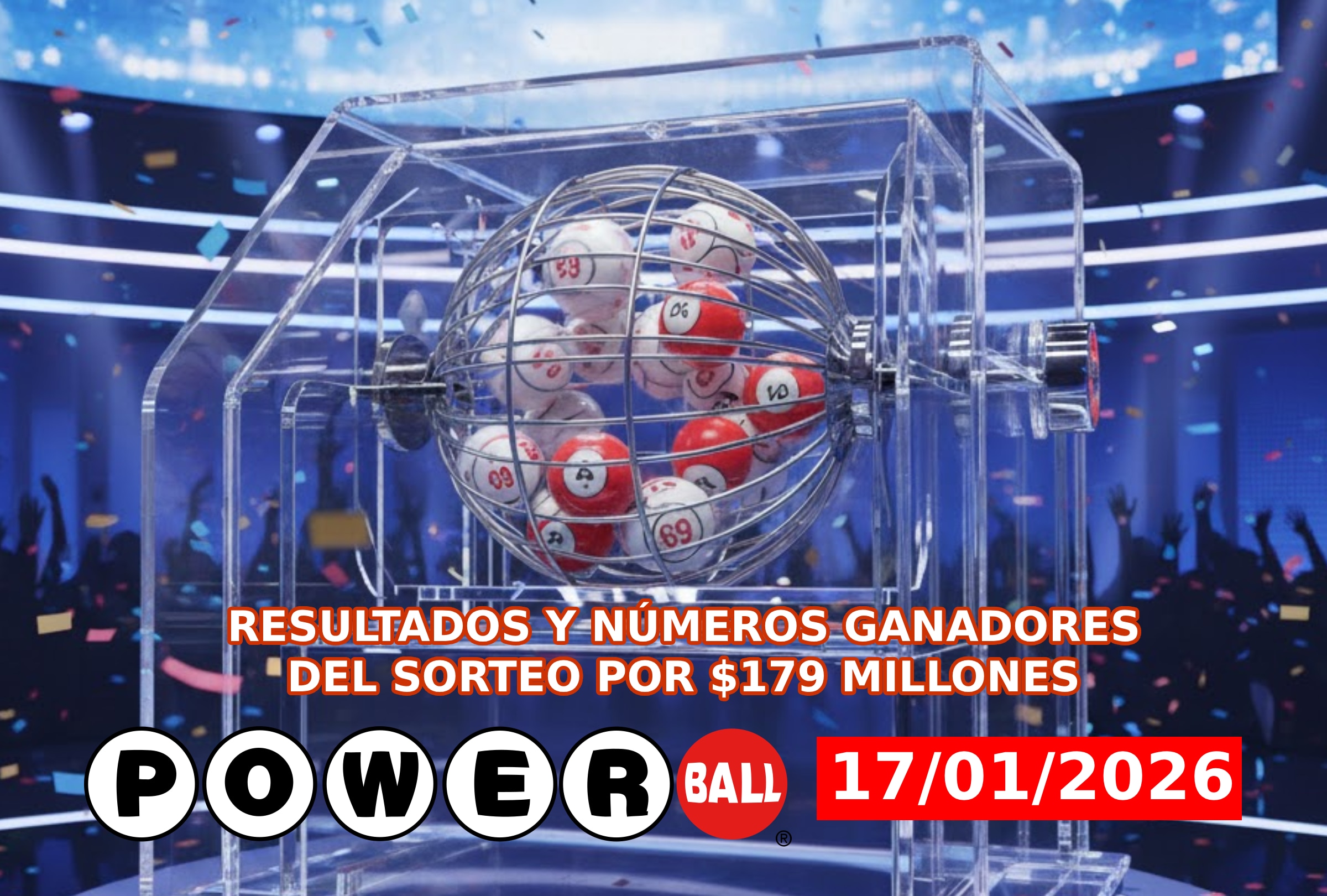 MIAMI, FLORIDA, 17/01/2026. ¿Quién fueron los ganadores del Powerball hoy? Revisa los resultados y números ganadores en vivo y en directo del sorteo del sábado 17 de enero de 2026 en los Estados Unidos. IMAGEN CREADA POR NOÉ YACTAYO CON GEMINI AI Y LOGO DE POWERBALL.COM PARA DEPOR.COM