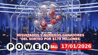 Resultados del Powerball, 17/01/2026: mira números ganadores de la noche por premio mayor de $179 millones