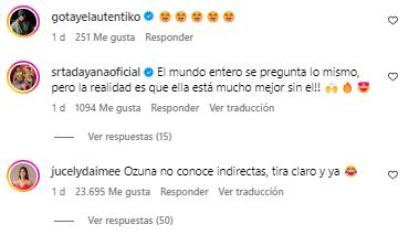 Así fueron los comentarios apoyando a Ozuna (Foto: Ozuna / Instagram)