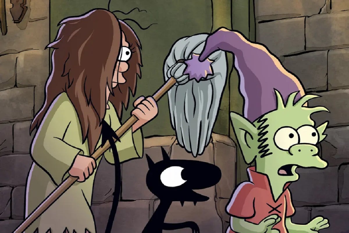 Mop Girl, Luci y Elfo tratando de vencer a Dagmar en la temporada 5 de "Disenchantment" (Foto: Netflix)