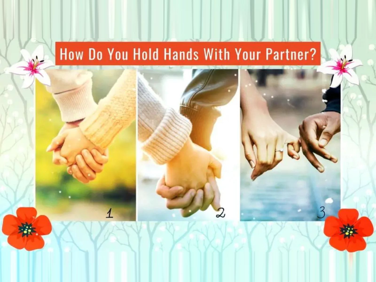 TEST VISUAL | Esta imagen te muestra ejemplos de cómo las parejas se agarran la mano. Indica cuál va con tu relación. (Foto: namastest.net)
