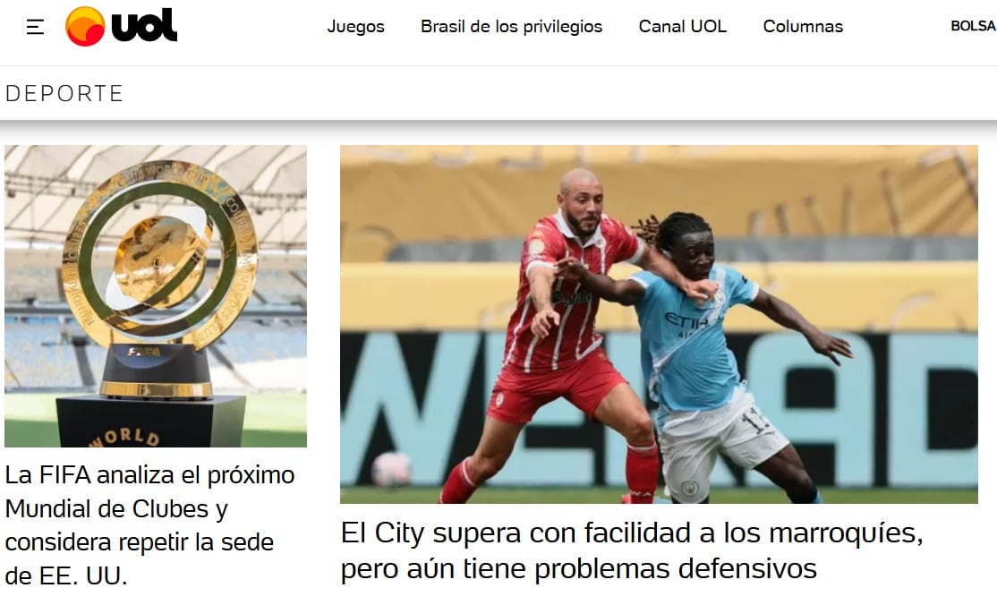 Información sobre el Mundial de Clubes y sus posibles cambios para la siguiente edición en la portada de UOL. (Captura)