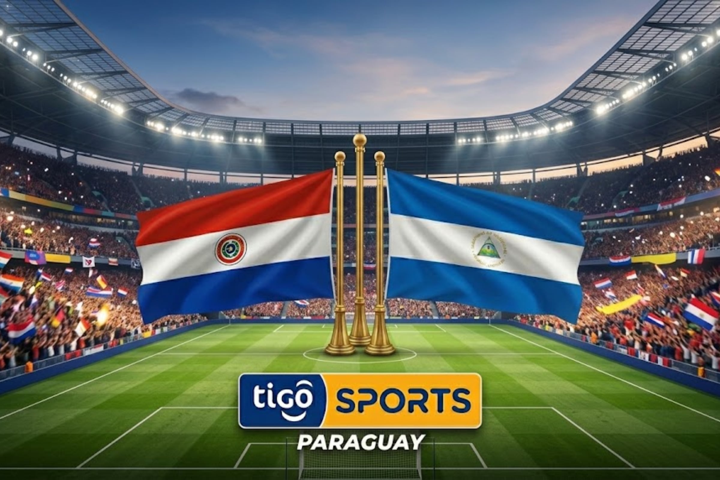 Señal de Tigo Sports EN VIVO para ver el amistoso de Paraguay vs. Nicaragua en directo, este viernes 5 de junio, desde el Defensores del Chaco, por amistoso para el Mundial 2026. (Foto: Imagen creada por El Comercio MAG utilizando la IA de Gemini)