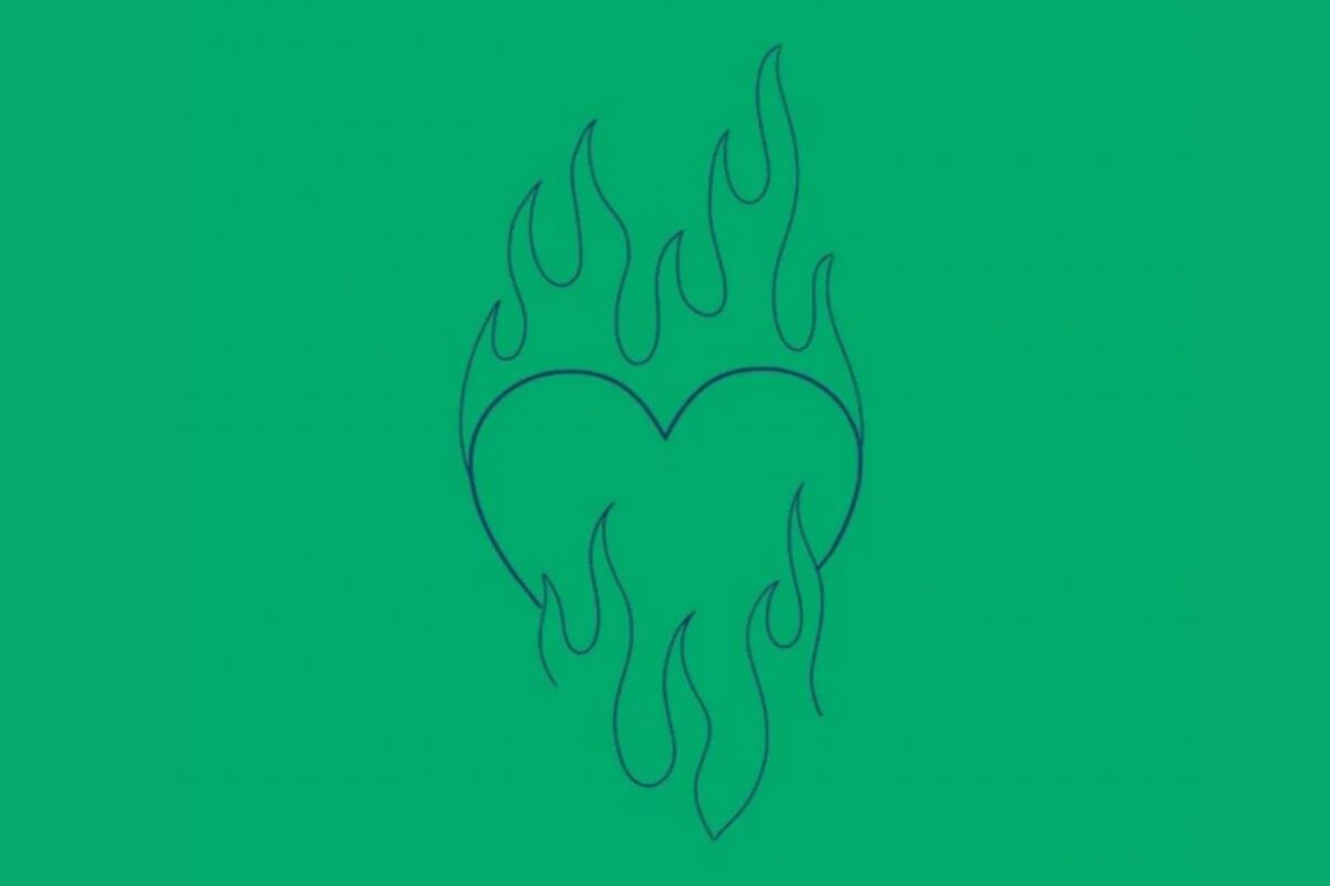 TEST VISUAL | Esta imagen, que posee un fondo de color verde, te muestra dos dibujos: el de un corazón y el de un fuego. (Foto: MDZ Online)