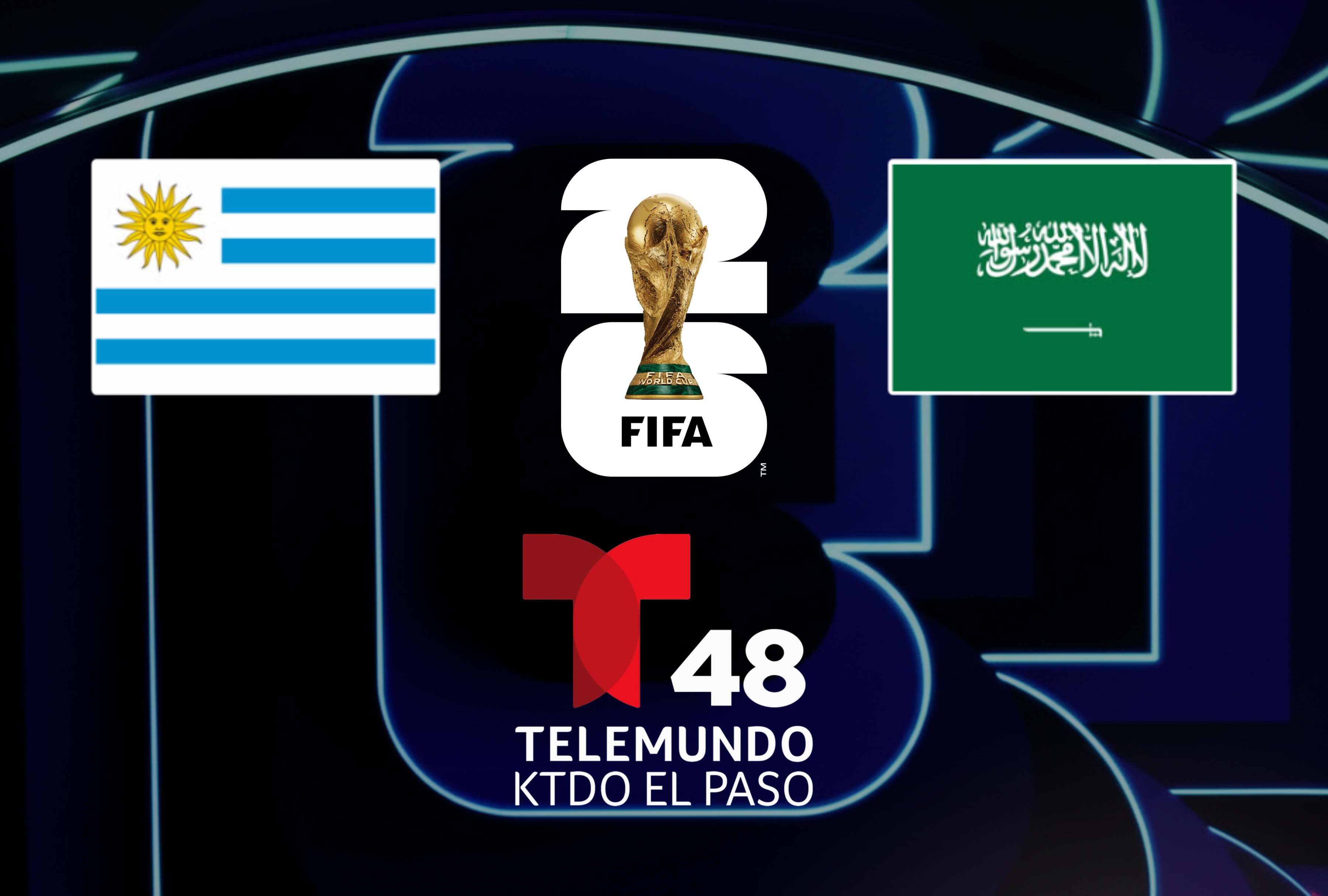 Cobertura de televisión local en Texas por Telemundo 48 El Paso en vivo para seguir el juego Uruguay vs. Arabia Saudita por el Mundial de Fútbol 2026 en señal abierta y cable en EE.UU. | Crédito: fifa.com / Composición Depor